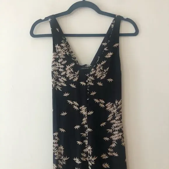 Zara Black Leaf Print Sleeveless Wide Leg Jumpsuit - Picture 3 of 9